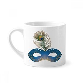 Dıythinker 170 ml Tüy Mavi Maske Happy Carnival Of Venice Mini Beyaz Çömlek Seramik Saplı Kupa