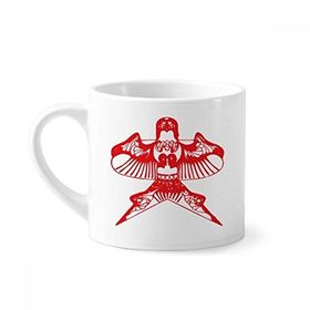 Dıythinker 170 ml Uçurtma Çin Geleneksel Kültür Kağıt Kesme Mini Beyaz Çömlek Seramik Saplı Kupa