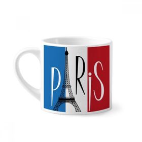 Dıythinker 170 ml Ulusal Bayrağı Fransa Eyfel Kulesi Paris Mini Beyaz Çömlek Seramik Saplı Kupa