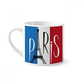Dıythinker 170 ml Ulusal Bayrağı Fransa Eyfel Kulesi Paris Mini Beyaz Çömlek Seramik Saplı Kupa