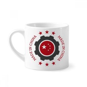 Dıythinker 170 ml Ulusal Yıldızlar Dişli Kırmızı Çin Mini Beyaz Çömlekçilik Seramik Saplı Kupa