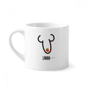 Dıythinker 170 ml Ummm Çilek Komik Çizim Mini Beyaz Çömlekçilik Seramik Saplı Kupa