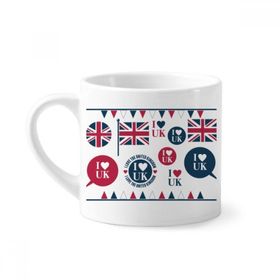 Dıythinker 170 ml Union Jack I Love Uk Kalp Şekilli Ülke Mini Beyaz Çömlek Seramik Saplı Kupa