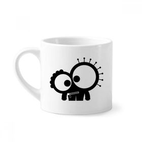 Dıythinker 170 ml Universe Alien Monster Creature Mini Beyaz Çömlekçilik Seramik Saplı Kupa