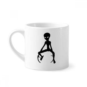 Dıythinker 170 ml Universe And Alien Alien Mini Beyaz Çömlekçilik Seramik Saplı Kupa