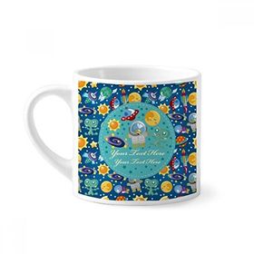 Dıythinker 170 ml Universe And Alien In The Space Mini Beyaz Çömlekçilik Seramik Saplı Kupa