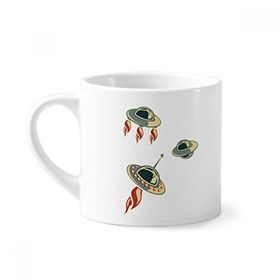 Dıythinker 170 ml Universe And Alien Ufo Mini Beyaz Çömlekçilik Seramik Saplı Kupa