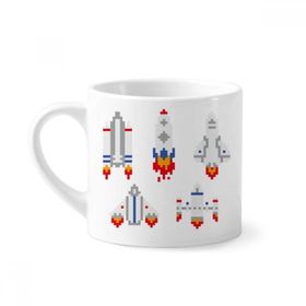 Dıythinker 170 ml Uzay Gemisi Roket Astronomi Piksel Mini Beyaz Çömlekçilik Seramik Saplı Kupa