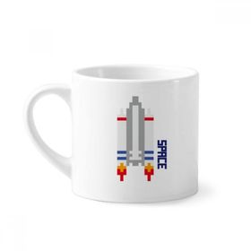 Dıythinker 170 ml Uzay Gemisi Roket Evren Piksel Mini Beyaz Çömlekçilik Seramik Saplı Kupa