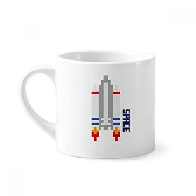 Dıythinker 170 ml Uzay Gemisi Roket Evren Piksel Mini Beyaz Çömlekçilik Seramik Saplı Kupa
