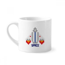 Dıythinker 170 ml Uzay Gemisi Take Off Universe Pixel Mini Beyaz Çömlek Seramik Saplı Kupa
