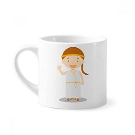 Dıythinker 170 ml Uzun Beyaz Elbise Yunanistan Çizgi Film Mini Beyaz Çömlekçilik Seramik Saplı Kupa
