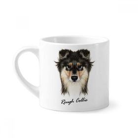 Dıythinker 170 ml Uzun Saçlı Kaba Collie Evcil Hayvan Hayvan Mini Beyaz Çömlek Seramik Saplı Kupa