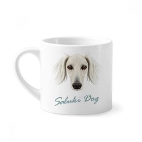 Dıythinker 170 ml Uzun Yüzlü Beyaz Saluki Köpek Evcil Hayvan Mini Beyaz Çömlek Seramik Saplı Kupa