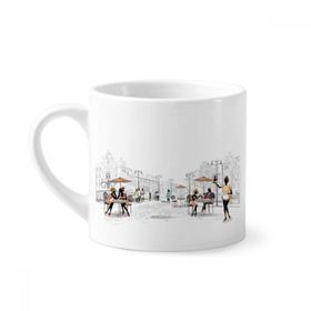 Dıythinker 170 ml Vacation Street France Landmark Mini Beyaz Çömlekçilik Seramik Saplı Kupa