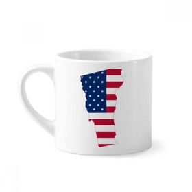 Dıythinker 170 ml Vermont Abd Haritası Yıldızlar Çizgili Bayrak Şekilli Mini Beyaz Çömlek Seramik Saplı Kupa