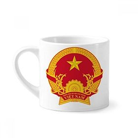 Dıythinker 170 ml Vietnam Asya Ulusal Amblem Mini Beyaz Çömlekçilik Seramik Saplı Kupa