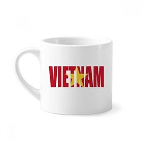 Dıythinker 170 ml Vietnam Ülke Bayrağı İsim Mini Beyaz Çömlekçilik Seramik Saplı Kupa