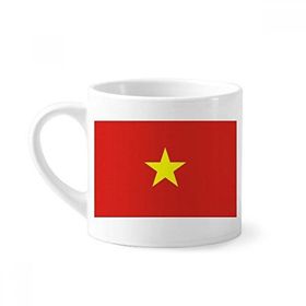 Dıythinker 170 ml Vietnam Ulusal Bayrağı Asya Ülke Mini Beyaz Çömlek Seramik Saplı Kupa