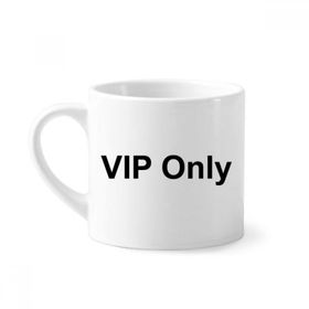 Dıythinker 170 ml Vip Sadece Siyah Sembol Desenli Mini Beyaz Çömlekçilik Seramik Saplı Kupa