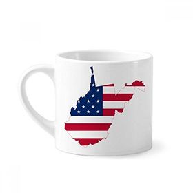 Dıythinker 170 ml Virginia Abd Batı Haritası Yıldızlar Çizgili Bayrak Şekilli Mini Beyaz Çömlek Seramik Saplı Kupa