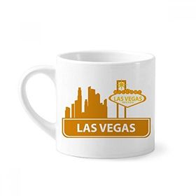 Dıythinker 170 ml Welcome To Las Vegas Nevada America Mini Beyaz Çömlek Seramik Saplı Kupa