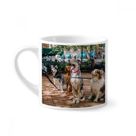 Dıythinker 170 ml Yakışıklı Köpekler Evcil Hayvan Resmi Mini Beyaz Çömlekçilik Seramik Saplı Kupa