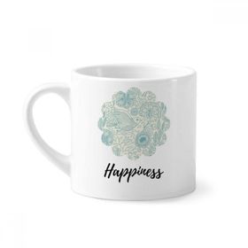 Dıythinker 170 ml Yaprak Kuş Çiçek Bitki Boyası Mini Beyaz Çömlekçilik Seramik Saplı Kupa