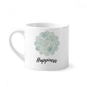 Dıythinker 170 ml Yaprak Kuş Çiçek Bitki Boyası Mini Beyaz Çömlekçilik Seramik Saplı Kupa