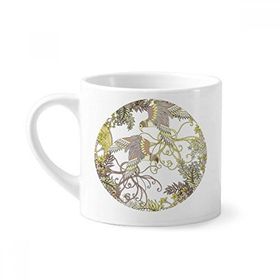 Dıythinker 170 ml Yapraklar Çiçek Ağaç Kuş Ukiyo E Mini Beyaz Çömlekçilik Seramik Saplı Kupa