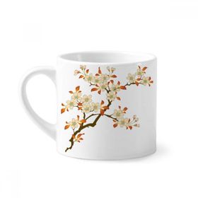 Dıythinker 170 ml Yapraklar Çiçek Bitki Duvar Kağıdı Duvar Desenli Mini Beyaz Çömlekçilik Seramik Saplı Kupa