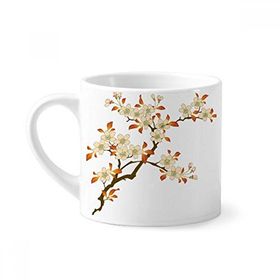 Dıythinker 170 ml Yapraklar Çiçek Bitki Duvar Kağıdı Duvar Desenli Mini Beyaz Çömlekçilik Seramik Saplı Kupa