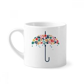 Dıythinker 170 ml Yapraklar Şemsiye Damla Hava Yağmur Mini Beyaz Çömlekçilik Seramik Saplı Kupa