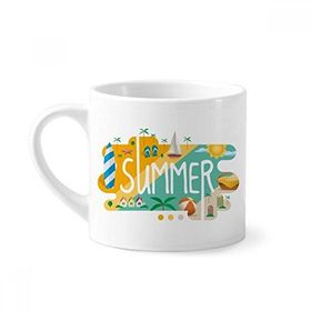 Dıythinker 170 ml Yaz Sezonu İllüstrasyon Mini Beyaz Çömlekçilik Seramik Saplı Kupa