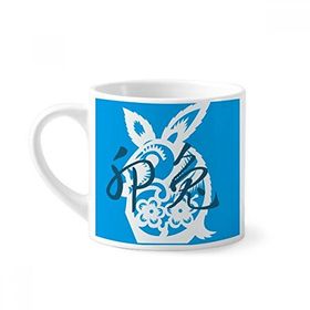 Dıythinker 170 ml Yeni Tavşan Yılı Hayvan Çin Zodyak Mini Beyaz Çömlek Seramik Saplı Kupa