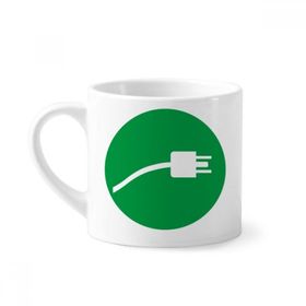 Dıythinker 170 ml Yeşil Fiş Kablosu Şarj Kablosu Desenli Mini Beyaz Çömlekçilik Seramik Saplı Kupa