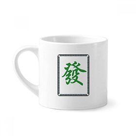 Dıythinker 170 ml Yeşil Mahjong Fayans Desenli Mini Beyaz Çömlekçilik Seramik Saplı Kupa