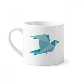 Dıythinker 170 ml Yeşil Origami Soyut Güvercin Desenli Mini Beyaz Çömlek Seramik Saplı Kupa