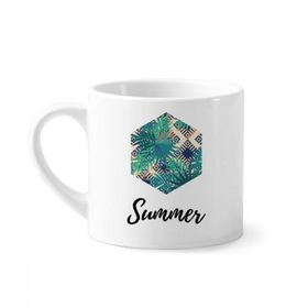 Dıythinker 170 ml Yeşil Tropik Çizim Sanatı Bitki Mini Beyaz Çömlekçilik Seramik Saplı Kupa