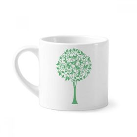 Dıythinker 170 ml Yeşil Yuvarlak Ağaç Yaprakları Çiçek Mini Beyaz Çömlekçilik Seramik Saplı Kupa