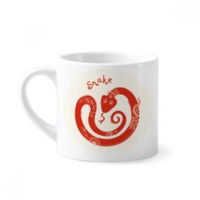 Dıythinker 170 ml Yılan Yılı Hayvan Çin Zodyak Kırmızı Mini Beyaz Çömlek Seramik Saplı Kupa
