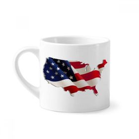 Dıythinker 170 ml Yıldızlar ve Çizgiler Amerika Bayrağı Haritası Mini Beyaz Çömlekçilik Seramik Saplı Kupa