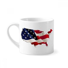 Dıythinker 170 ml Yıldızlar ve Çizgiler Amerika Bayrağı Haritası Mini Beyaz Çömlekçilik Seramik Saplı Kupa