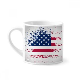 Dıythinker 170 ml Yıldızlar ve Çizgiler Amerika Ülke Bayrağı Mini Beyaz Çömlekçilik Seramik Saplı Kupa