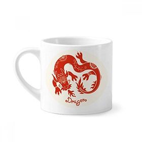 Dıythinker 170 ml Yılı Ejderha Hayvan Çin Zodyak Kırmızı Mini Beyaz Çömlek Seramik Saplı Kupa