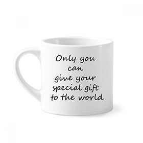 Dıythinker 170 ml You Can Give Gift World İlham Verici Mini Beyaz Çömlekçilik Seramik Saplı Kupa