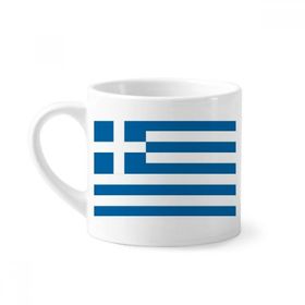 Dıythinker 170 ml Yunanistan Ulusal Bayrağı Avrupa Ülke Mini Beyaz Çömlekçilik Seramik Saplı Kupa