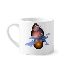 Dıythinker 170 ml Yunuslarla Yüzme Mini Beyaz Çömlekçilik Seramik Saplı Kupa