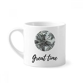 Dıythinker 170 ml Zambak Çizim Sanatı Bitki Çiçek Mini Beyaz Çömlekçilik Seramik Saplı Kupa