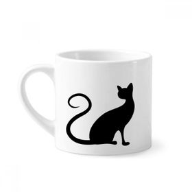Dıythinker 170 ml Zarif Siyah Kedi Hayvan Silüeti Mini Beyaz Çömlekçilik Seramik Saplı Kupa